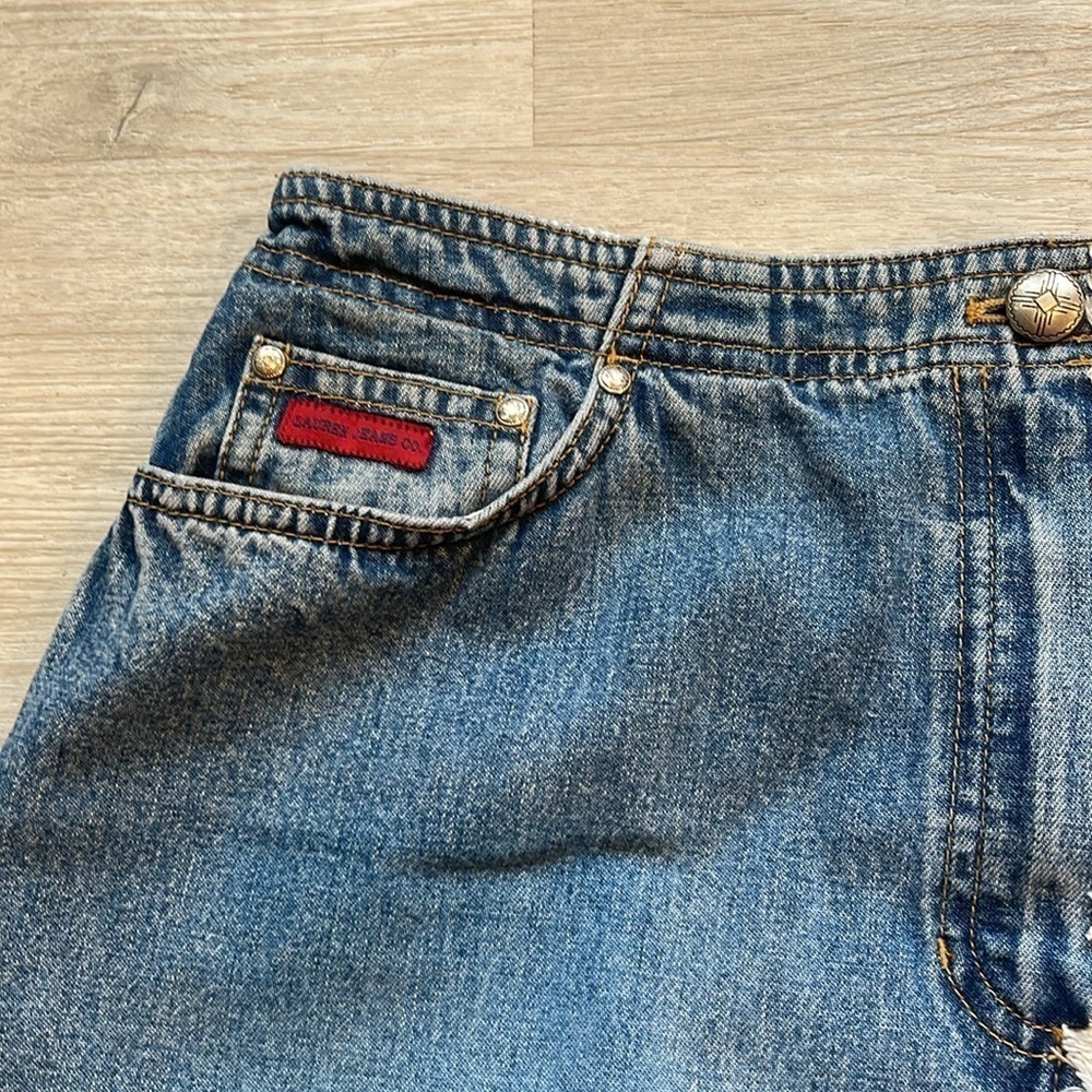 Vintage Lauren Jeans Ralph Lauren Denim Patchwork Maxi Skirt | 8 Petite - Picture 3 of 7